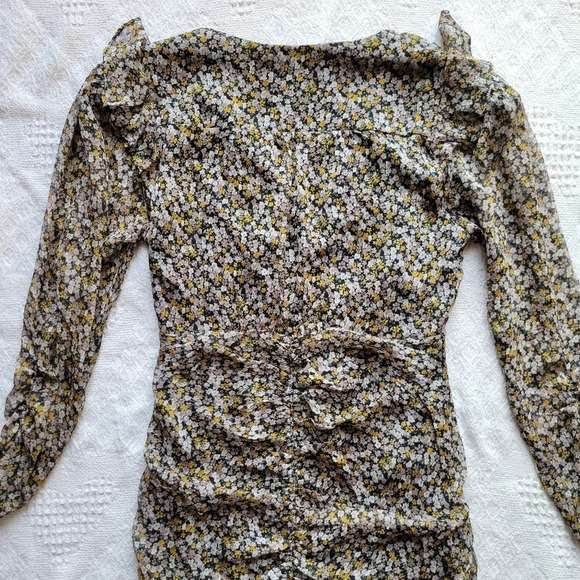 ASTR Kimbra Floral  V-Neck 3/4 Sleeve Mini Ruching Dress - Picture 5 of 13